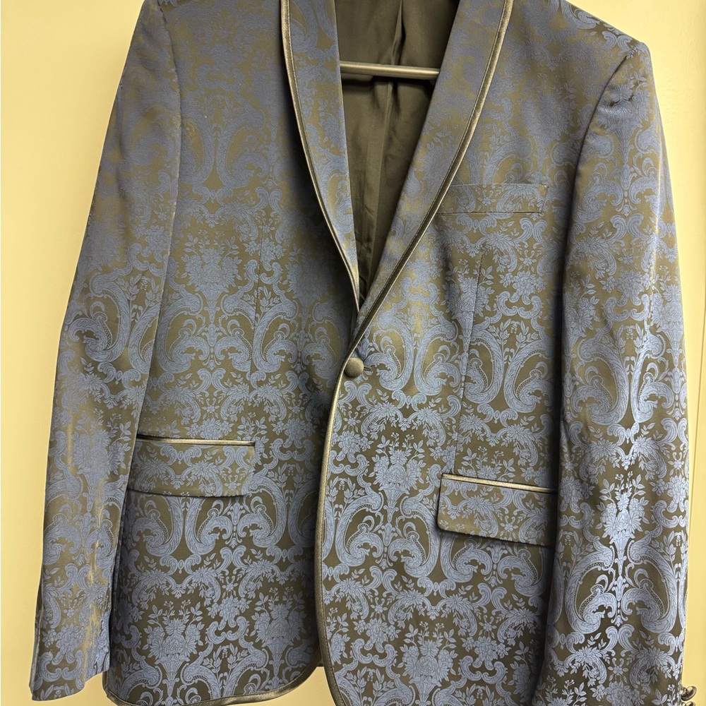 AND Blue and Gold Patterned Men's Blazer